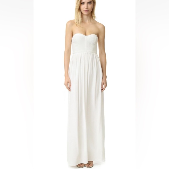 Parker Black  Silk Bayou Gown White Strapless Sz 4 - Picture 1 of 16